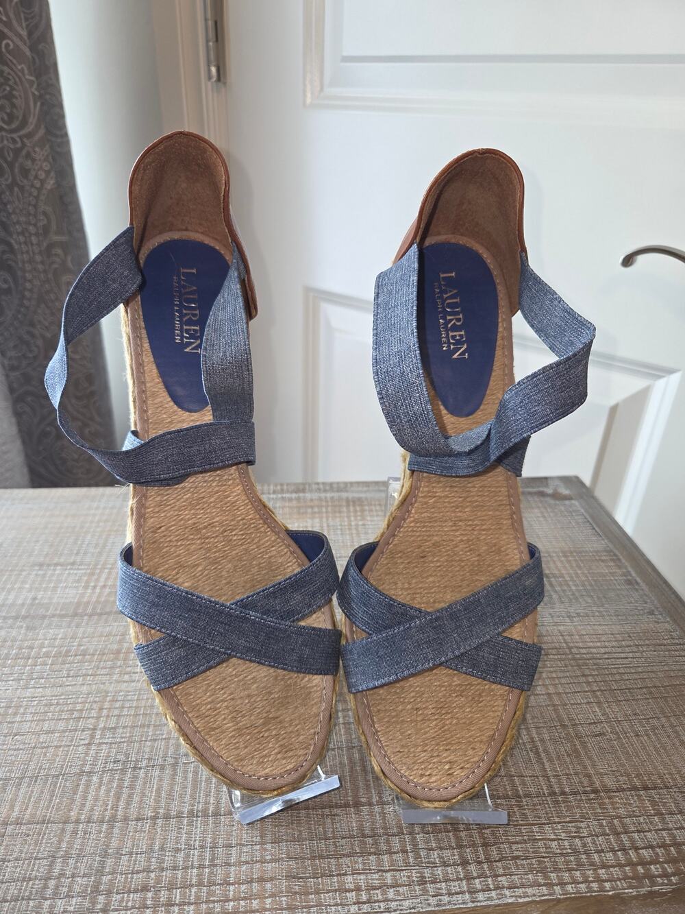 Lauren Ralph Lauren Denim Strap Espadrille Sandals Size 10.5